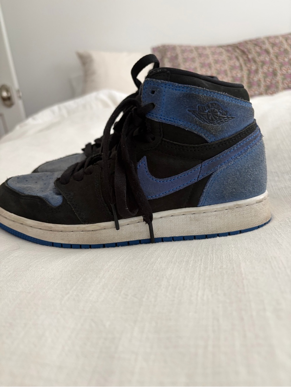 Kids Air Jordan’s in Black and Blue Suede